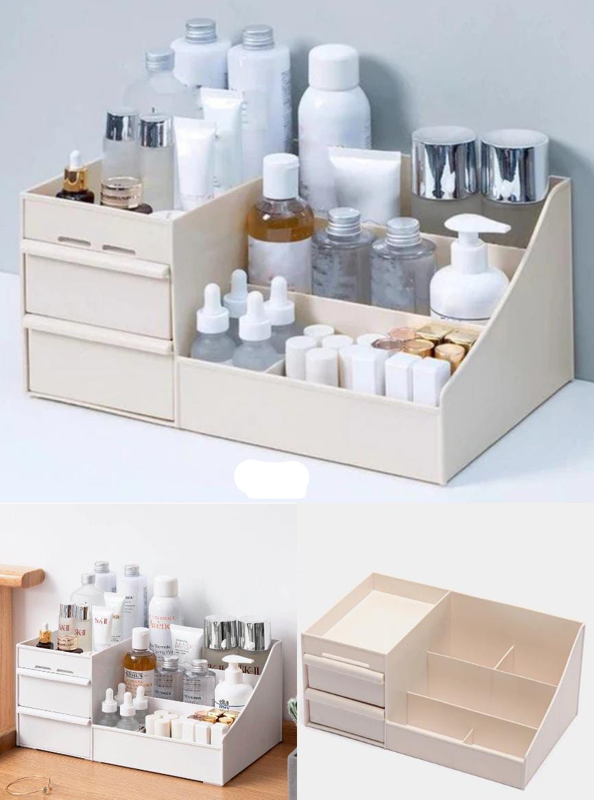 Cosmetic Storage Box Organizer with Large Capacity for Desk Jewelry, Nail Polish, and Makeup Drawer Container
