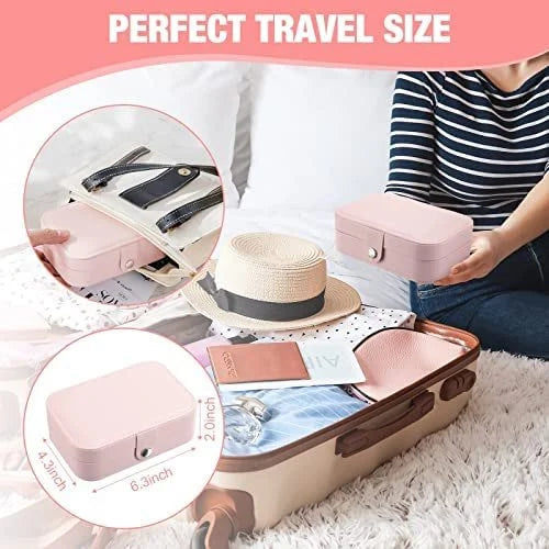 Double-layer simple earrings, earrings, ring jewelry box, storage box, new PU leather portable jewelry box, optional three colors in bulk
